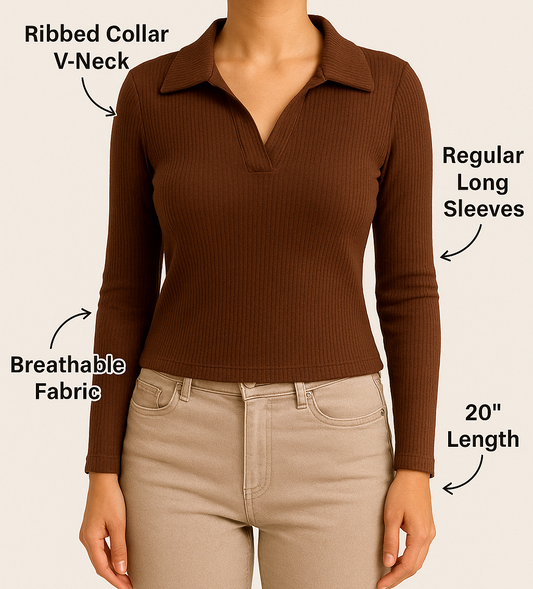 Café Luxe V-Neck Long Sleeve Top